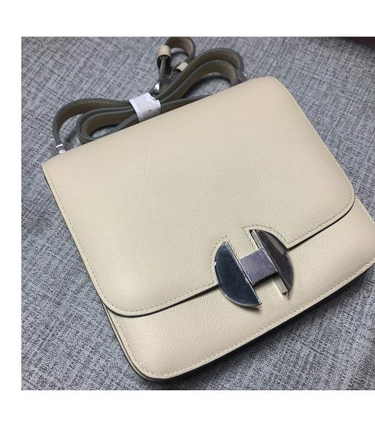 Hermes 2002 20cm Bbag White Imported Leather Silver Metal