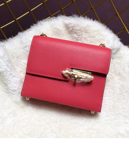 Hermes Verrou Chaine Mini Bag Lipstick Pink Imported Leather Golden Metal