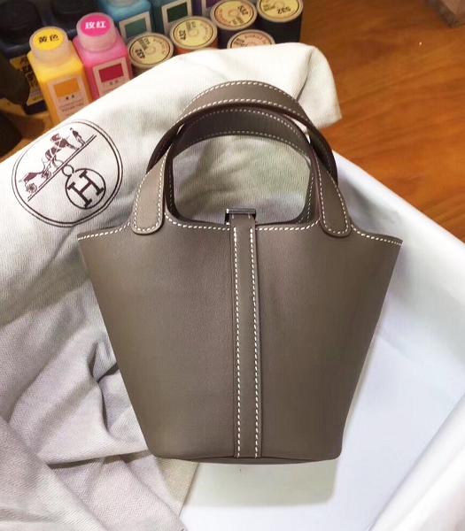 Hermes Mini Picotin Lock MM Bag Grey Imported Swift Leather