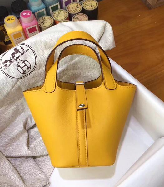 Hermes Mini Picotin Lock MM Bag Yellow Imported Swift Leather