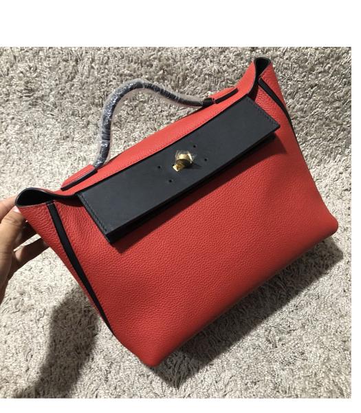 Hermes 24/24 29cm Tote Bag Red Imported Togo Leather Golden Metal