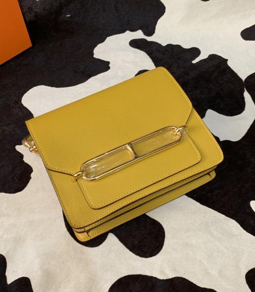 Hermes Roulis Mini 19cm Bag Yellow Evercolor Leather Golden Meatal