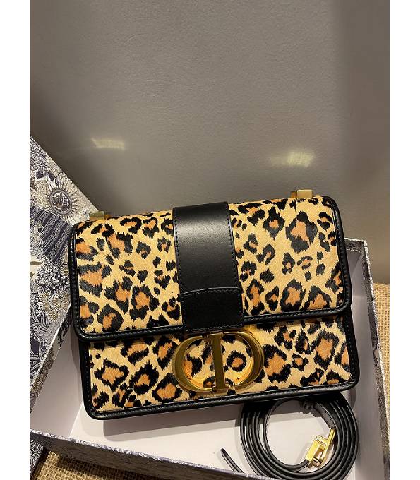 Christian Dior 30 Montaigne Original Leopard Veins Leather 24cm Flap Bag Yellow