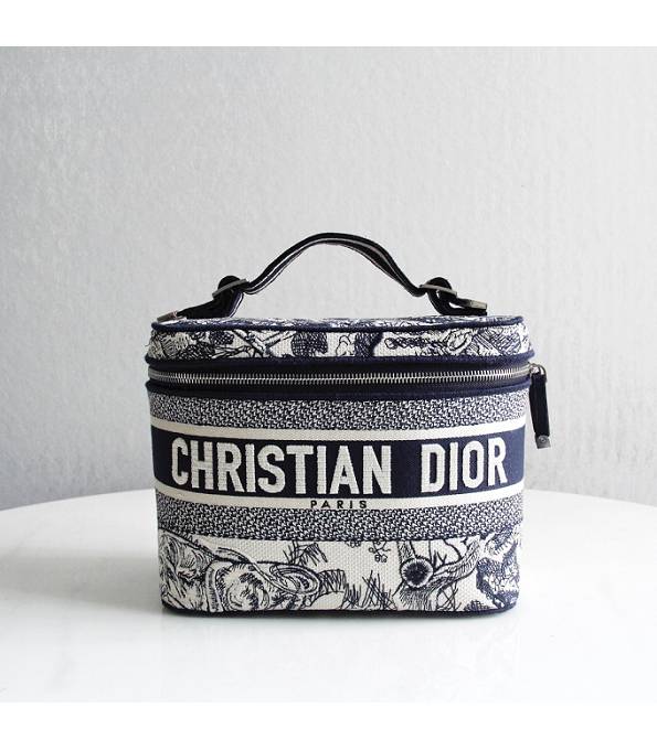 Christian Dior Monkey Embroidery Blue Canvas Original 24cm Cosmetic Bag