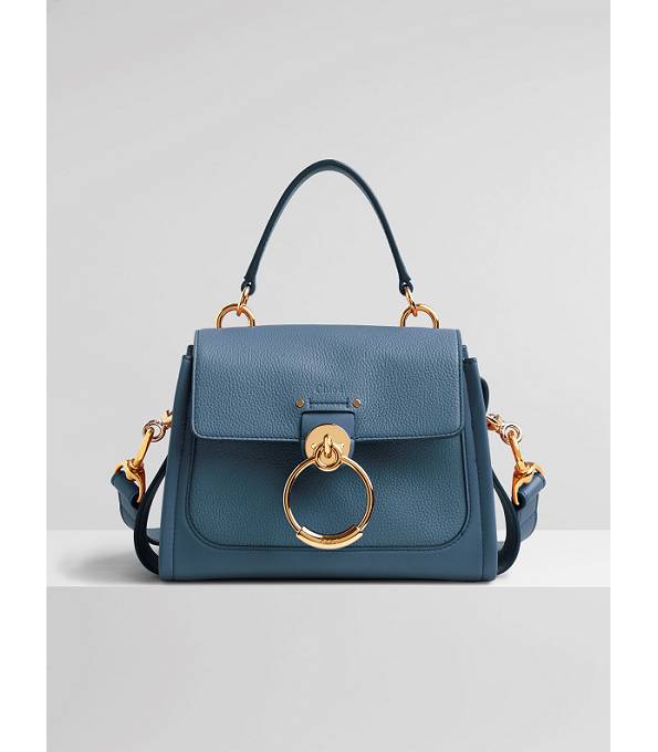 Chloe Tess Day Blue Original Grained Calfskin Leather Mini Shoulder Bag