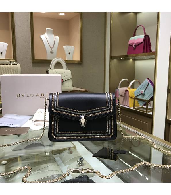 Bvlgari Serpenti Diamond Blast Black Original Calfskin Leather Mini Crossbody Bag