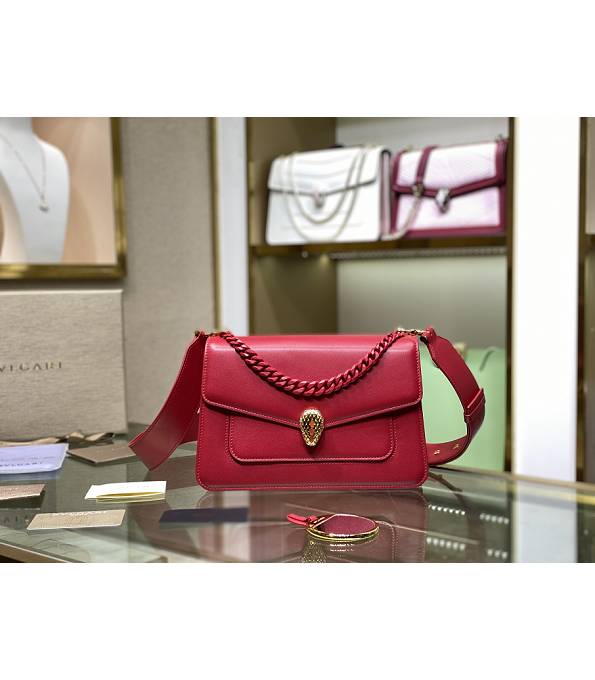 Bvlgari Serpenti Forever Red Original Lambskin Leather 25cm Crossbody Bag