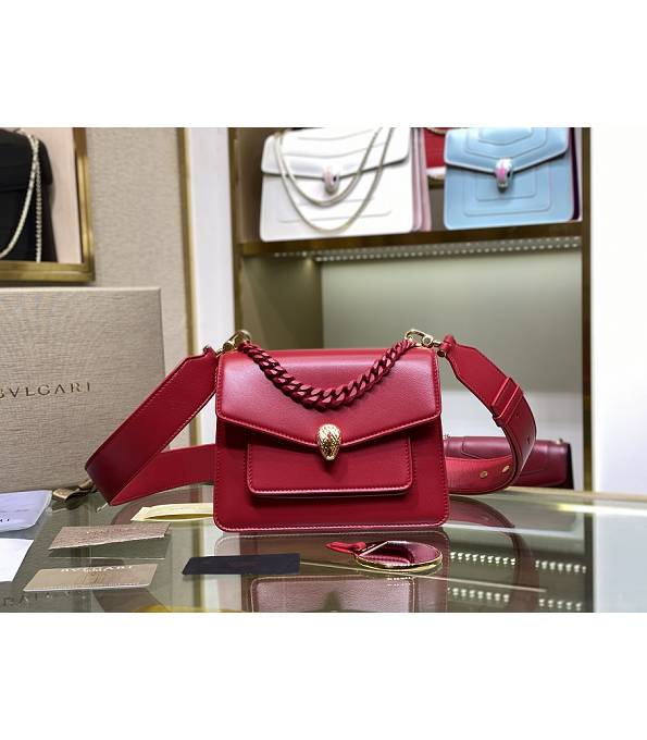 Bvlgari Serpenti Forever Red Original Lambskin Leather 20cm Crossbody Bag