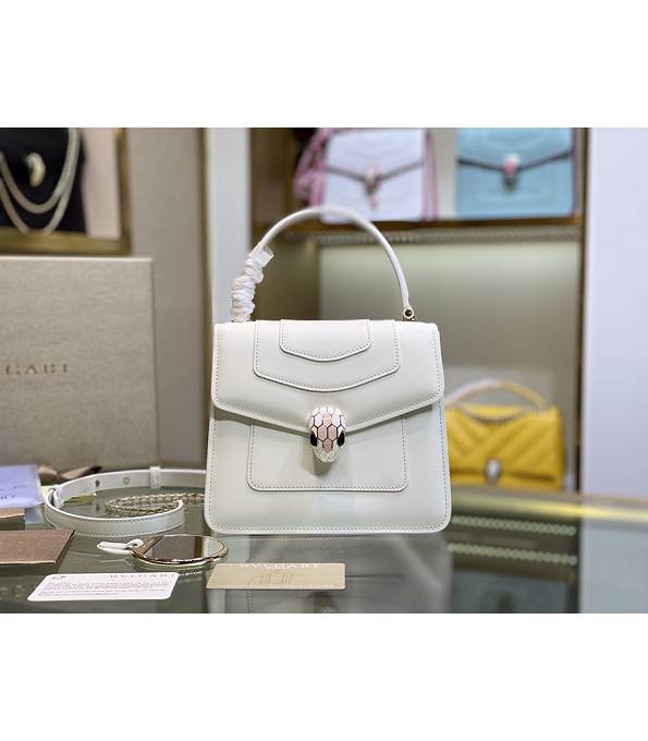 Bvlgari White Original Calfskin Leather 18cm Mini Tote Bag