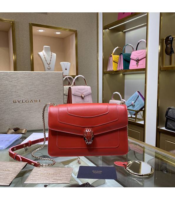 Bvlgari Red Original Calfskin Leather Serpenti Forever 22cm Bag