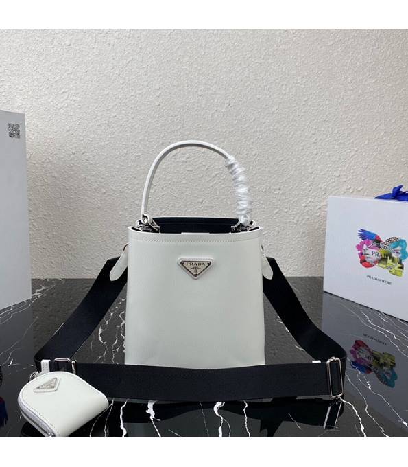 Prada Panier White Original Shinny Leather Bucket Bag