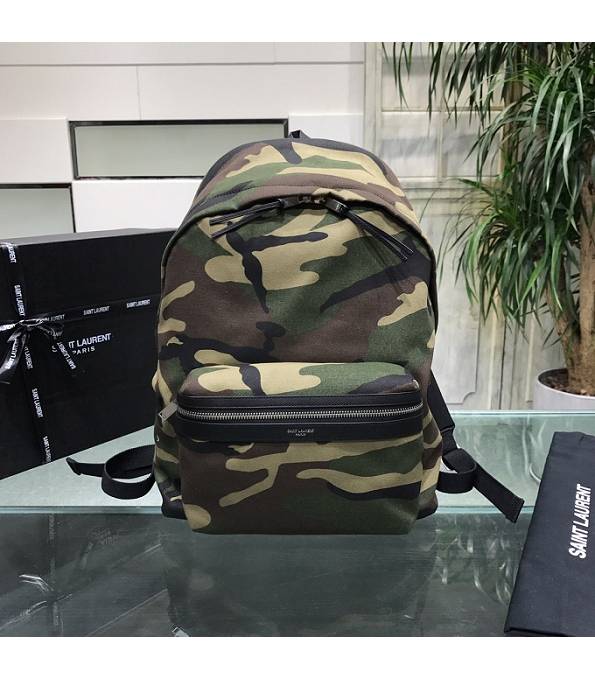 YSL Green Original Camouflage Canvas 31cm Backpack