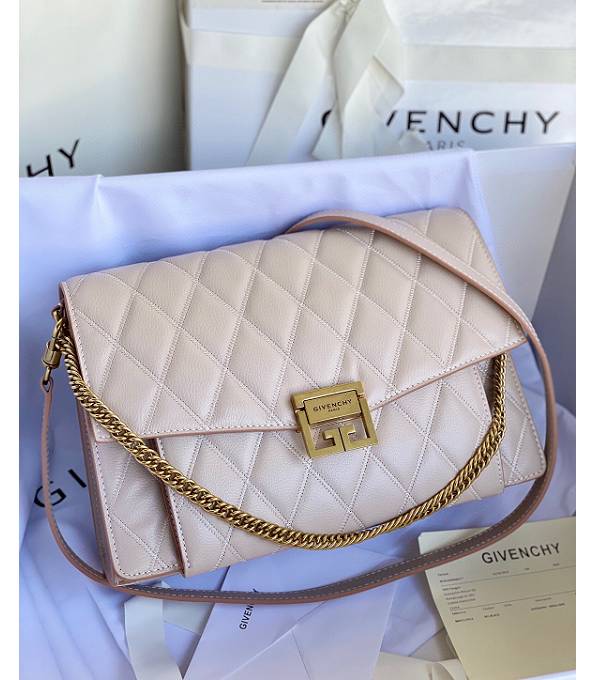 Givenchy GV3 White Original Lambskin Leather Golden Metal Medium Shoulder Bag