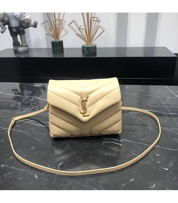 YSL Loulou Apricot Original Matelasse Calfskin Leather Golden Metal Mini Shoulder Bag