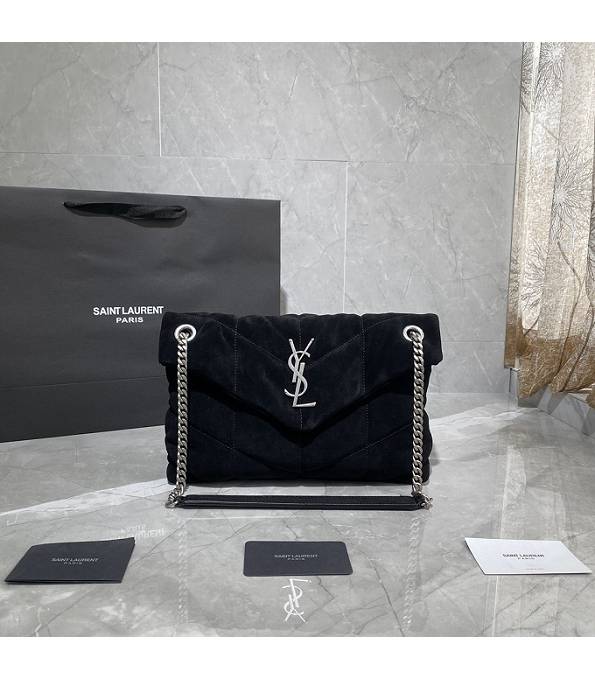 YSL Loulou Puffer Black Original Scrub Calfskin Leather Silver Chain 29cm Shoulder Bag