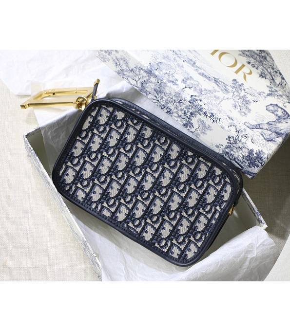 Christian Dior Blue Original Oblique Jacquard Canvas Diorquake Pouch