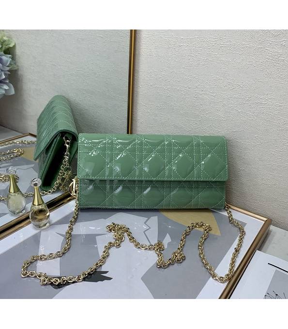 Christian Dior Apple Green Original Cannage Topstitching Patent Leather Golden Chain 21cm Shoulder Bag