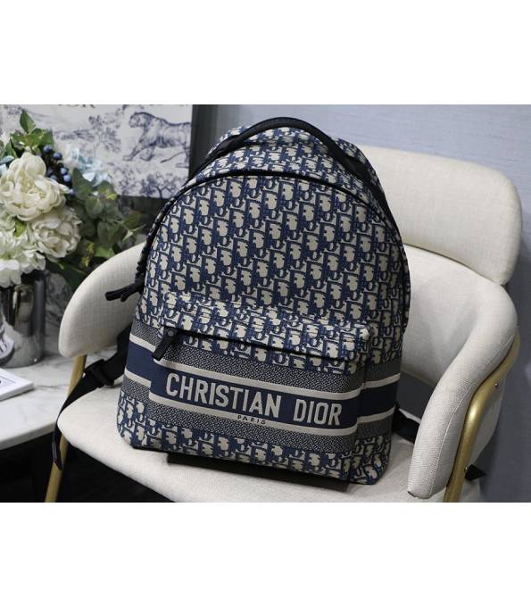 Christian Dior Blue Original Oblique Jacquard Canvas 30cm Backpack