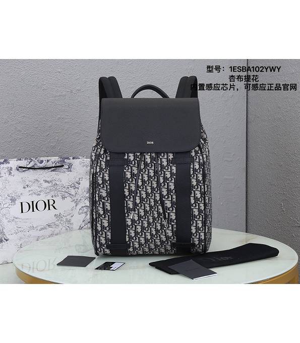 Christian Dior Oblique Canvas With Black Original Leather Backpack With Checking IC Chip