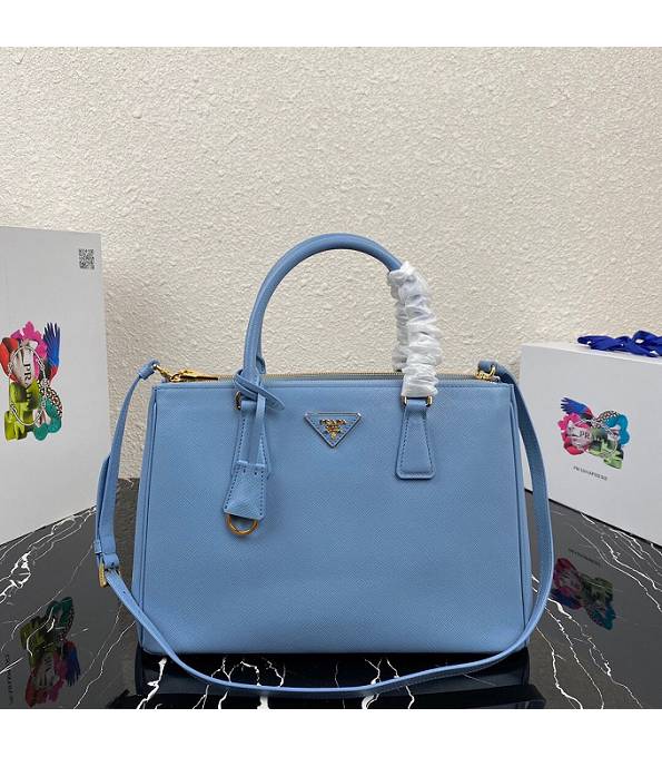 Prada Light Blue Original Saffiano Cross Veins Leather Medium Galleria Bag