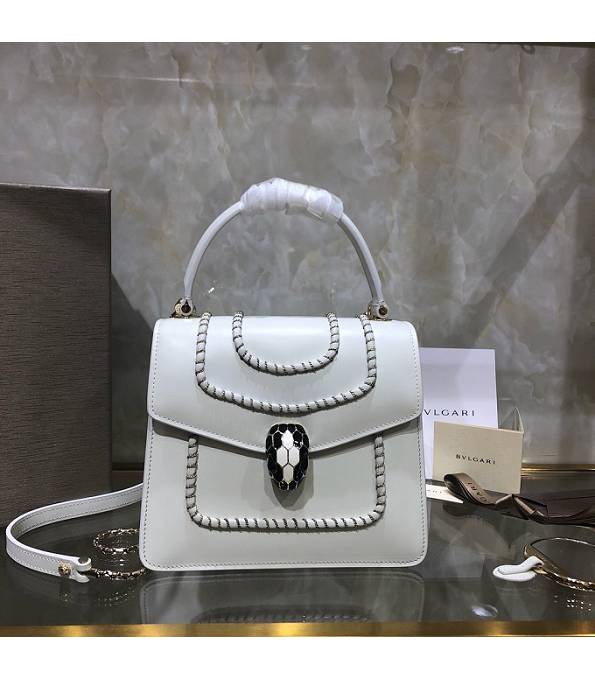 Bvlgari White Original Calfskin Leather Rope 20cm Mini Tote Bag