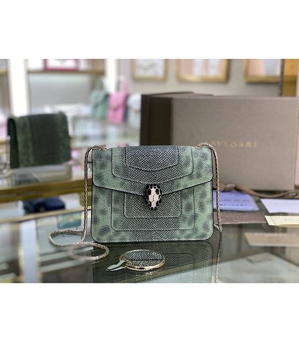 Bvlgari Serpenti Forever Mint Green Original Snake Veins Leather 20cm Mini Chains Bag