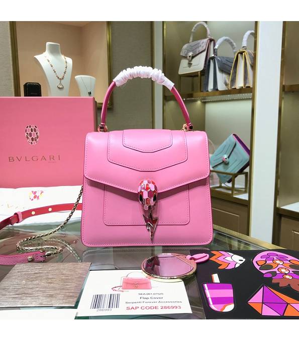 Bvlgari Pink/Red Original Calfskin Leather 20cm Mini Tote Bag