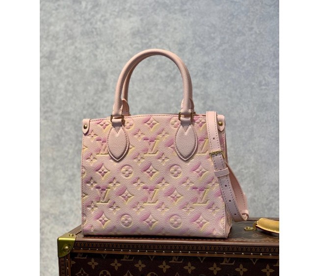 Louis Vuitton OnTheGo PM Tote Bag in Sprayed and Grained Leather M46168 Pink 2022