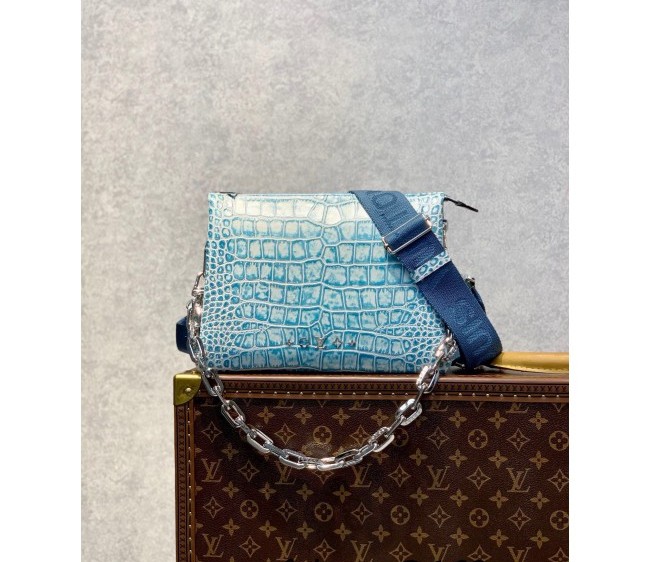 Louis Vuitton Coussin PM Bag in Crocodile Embossed Leather M57791 Blue 2022