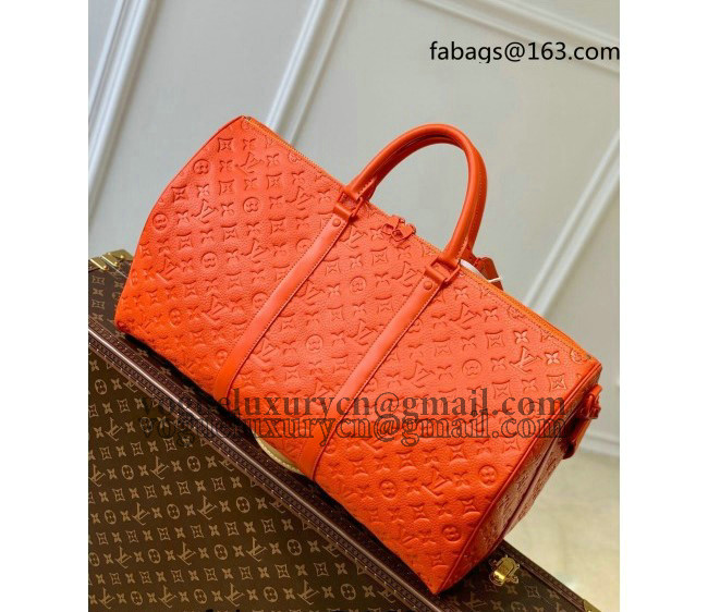 Louis Vuitton Keepall Bandouliere 50 Travel bag in Monogram Leather M20963 Orange 2022