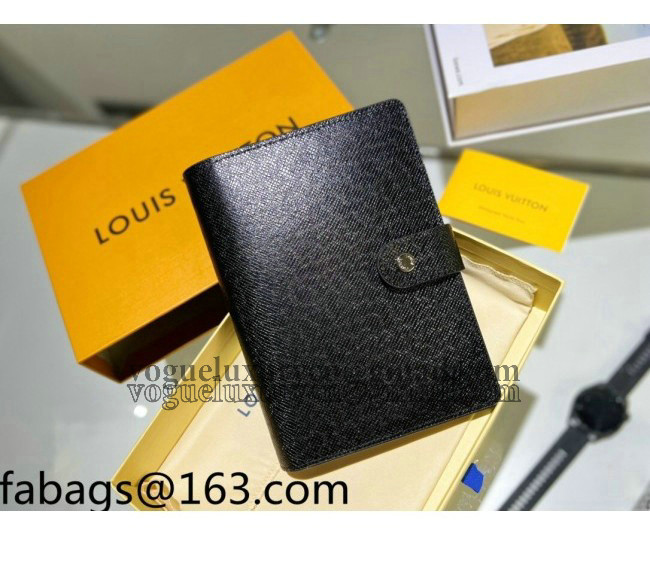 Louis Vuitton Medium Ring Agenda Notebook Cover in Black Grained Leather 2022 0725