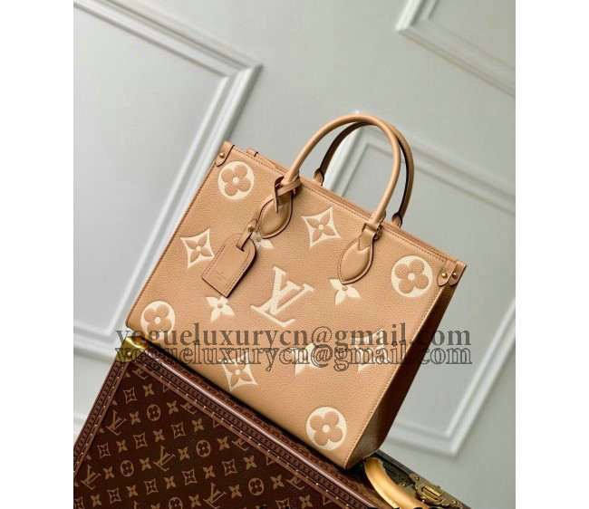 Louis Vuitton OnTheGo MM Tote Bag in Giant Monogram Leather M45495 Beige 2022