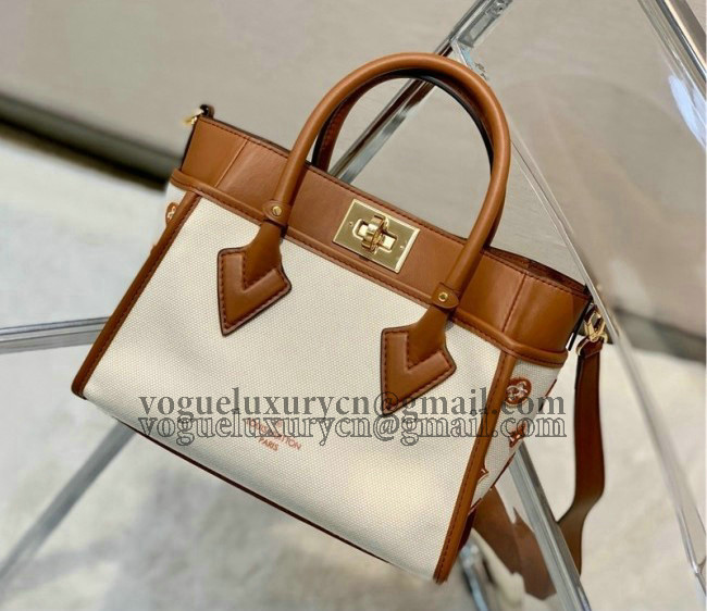 Louis Vuitton On My Side PM Canvas Tote Bag with Monogram Flower Tufting M59905 Caramel Brown 2022