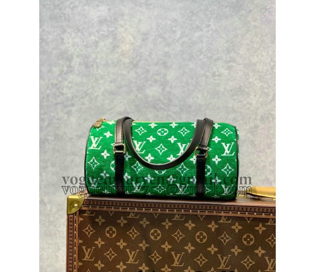 Louis Vuitton Papillon Round Shoulder Bag in Green Monogram Jacquard Velvet M46206 2022