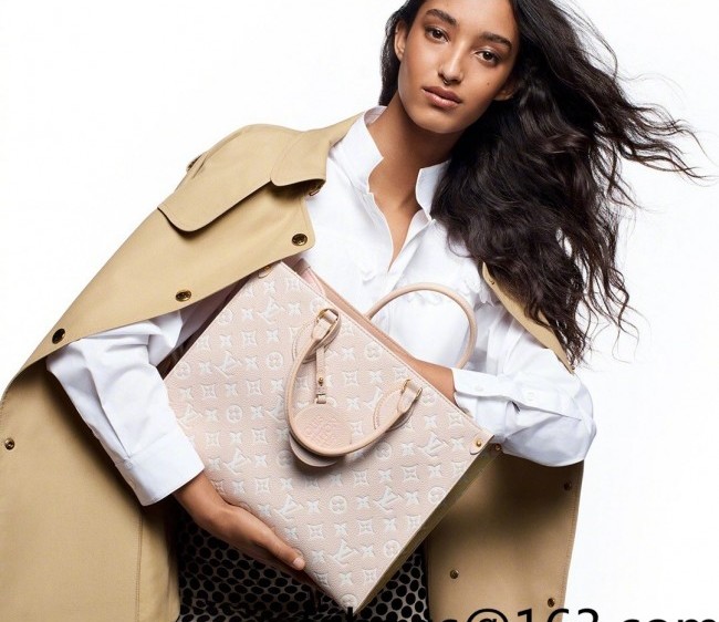 Louis Vuitton OnTheGo MM Tote Bag in Monogram Different-Colored Leather M46128 Beige/Pink/Yellow 2022