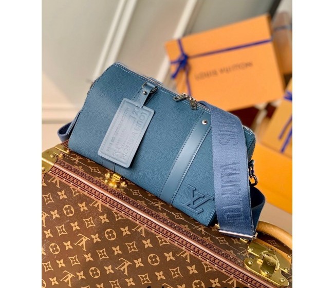 Louis Vuitton City Keepall Bag in Gained Leather M59328 Blue 2022