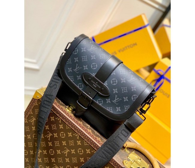 Louis Vuitton Saumur Messenger Bag in Black Monogram Eclipse Canvas M45911 2022