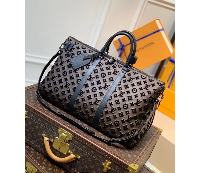 Louis Vuitton Keepall Triangle Bandouliere 50 Travel bag with Tuffetage Embroidery M45046 Black/Monogram Canvas 2022