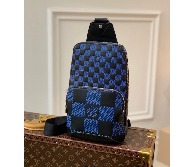 Louis Vuitton Avenue Slingbag in Damier Leather N50024 Navy Blue/Black 2022