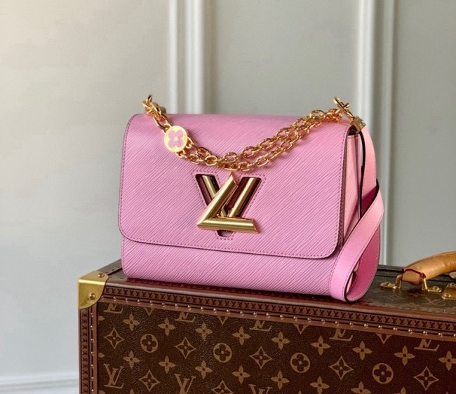 Louis Vuitton Twist MM Bag with Monogram Flower Chain M50282 Pink 2022