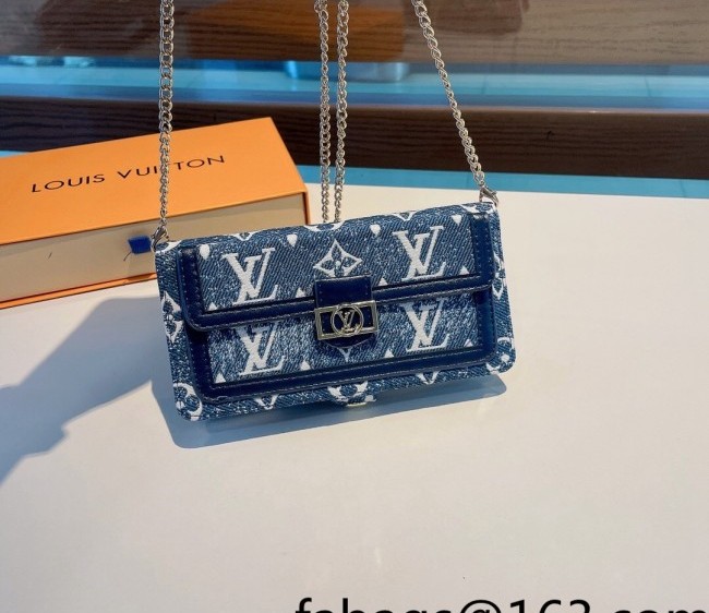 Louis Vuitton Monogram Denim iPhone Mini Pouch with Chain Blue 2022