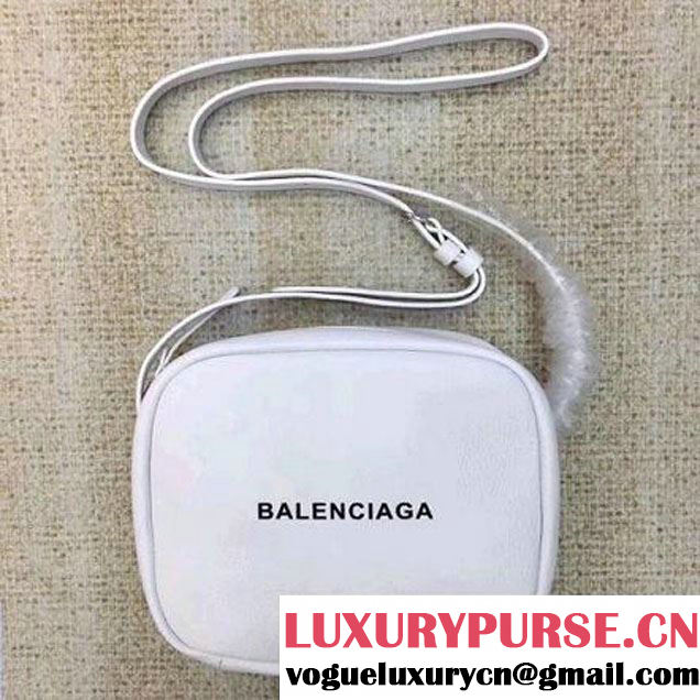 Balenciaga Everyday Logo Calfskin Mini Camera Bag White 2017 (JM-7103004 )