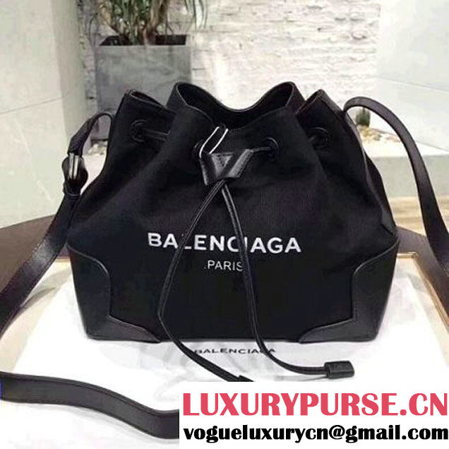 Balenciaga Denim Navy Cabas Bucket Bag Black 2017 (JM-7111540 )