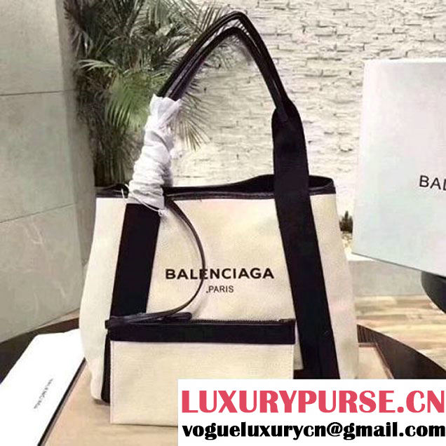 Balenciaga Denim Navy Cabas Small Bag White/Black 2017 (JM-7111532 )