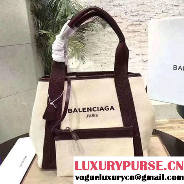 Balenciaga Denim Navy Cabas Small Bag White/Burgundy 2017 (JM-7111530 )