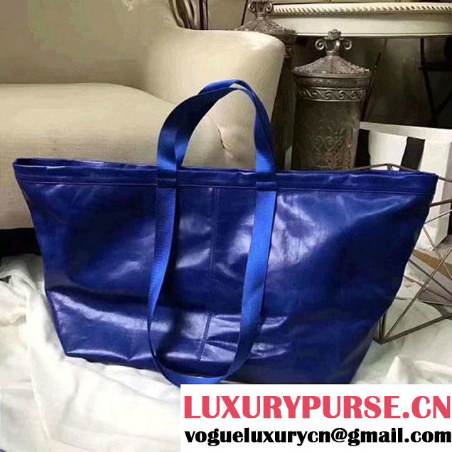 Balenciaga Wax Calfskin Large Carry Shopper Bag Royal Blue 2017 (JM-7121306 )