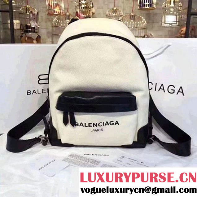 Balenciaga Denim Navy Small Backpack Black/White 2017 (JM-7121303 )