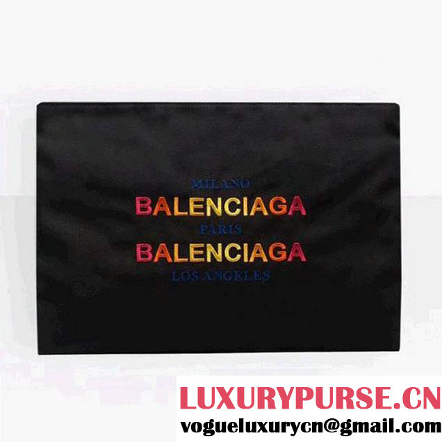 Balenciaga Explorer Nylon Pouch Embroidered "Balenciaga" Black 2018 (2A055-8011111 )