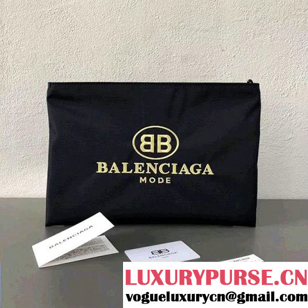 Balenciaga Mode Embroidered Pouch Deep Blue 2018 (2A055-8011110 )