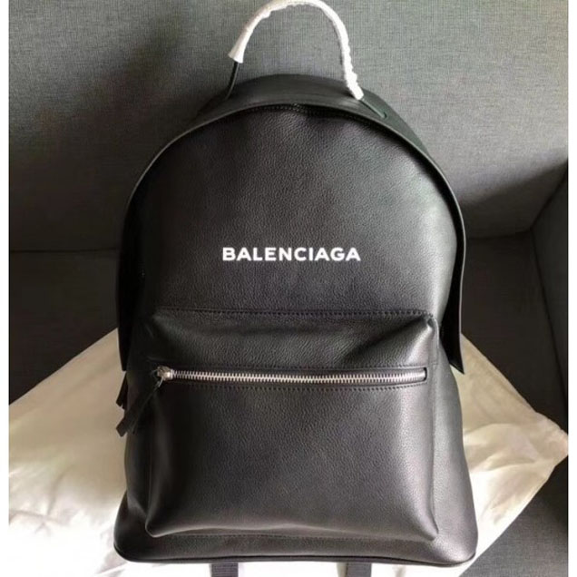 Balenciaga Logo Calfskin Everyday Backpack Bag Black 2018